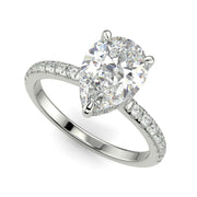 Pauline Pear Cut Pave Hidden Halo 4 Prong Claw Set Engagement Ring Setting - Nivetta